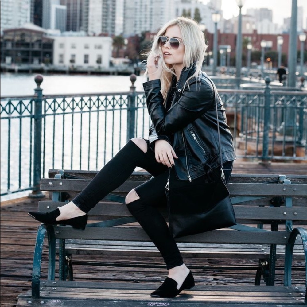 LAST 1🖤 knee slit Leggings black trendy - Picture 3 of 5